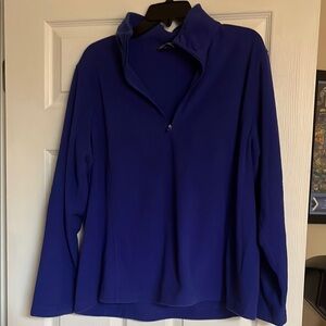 Blue long sleeve relaxed sweatshirt with polo collar